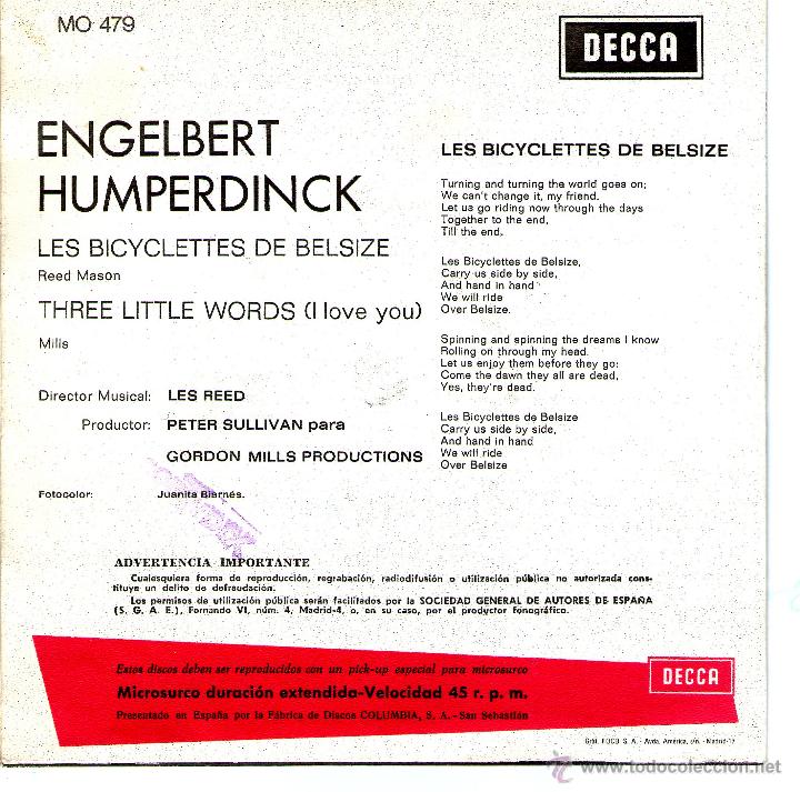 Discos de vinilo: Engelbert Humperdinck - Les bicyclettes de Belsize - Foto 2