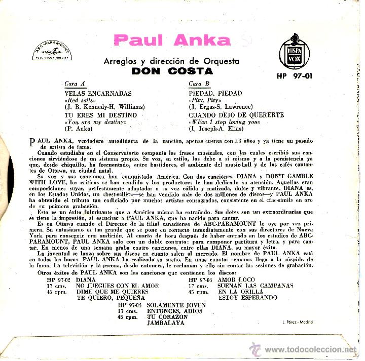 Discos de vinilo: PAUL ANKA - Foto 2
