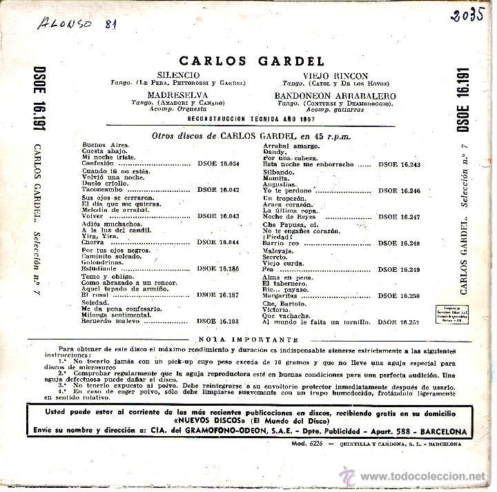 Discos de vinilo: CARLOS GARDEL SILENCIO - Foto 2
