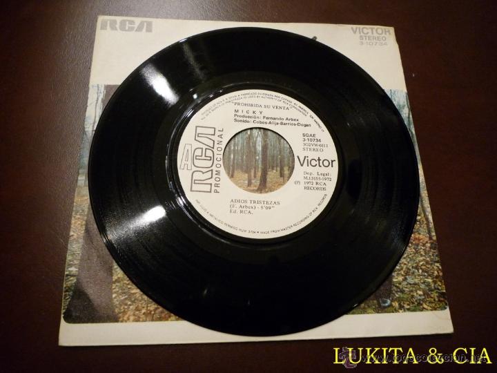 Discos de vinilo: MICKY - ADIOS TRISTEZAS - RCA 1972 - Foto 3