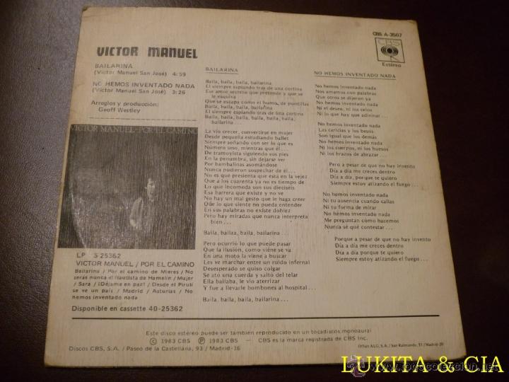 Discos de vinilo: VICTOR MANUEL - BAILARINA - CBS 1983 - Foto 2