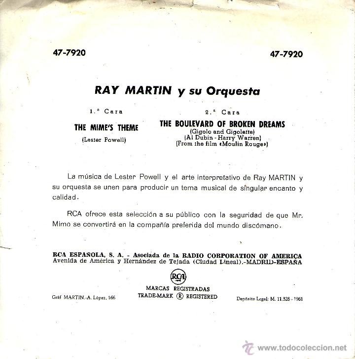 Discos de vinilo: RAY MARTIN Y SU ORQUESTA - Foto 2