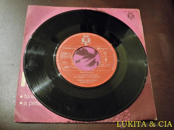 Discos de vinilo: SINGLE RAPHAEL - T&Uacute; VOLVER&Aacute;S - 1970 - Foto 4