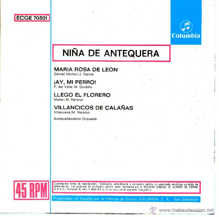Discos de vinilo: NI&Ntilde;A DE ANTEQUERA - MAR&Iacute;A ROSA DE LE&Oacute;N - Foto 2