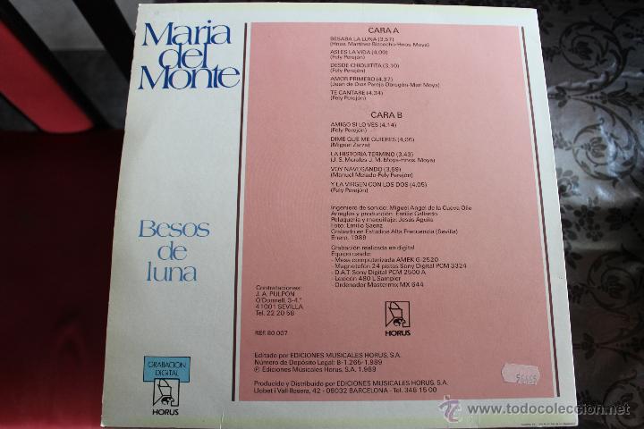 Discos de vinilo: MARIA DEL MONTE BESOS DE LUNA - Foto 2