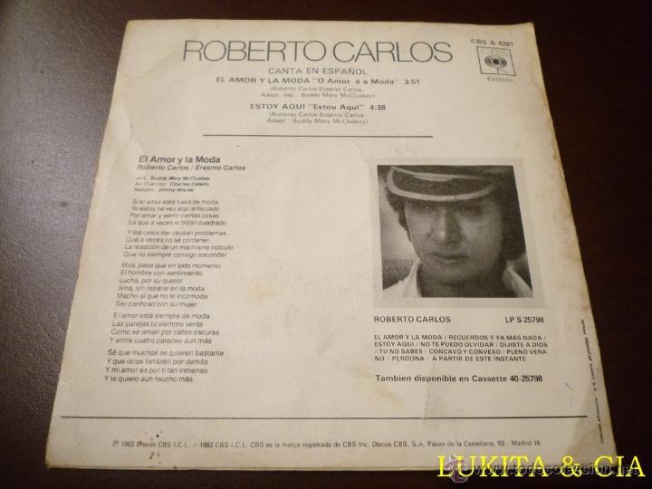 Discos de vinilo: ROBERTO CARLOS - SINGLE AMOR Y MODA - 1983 - Foto 2