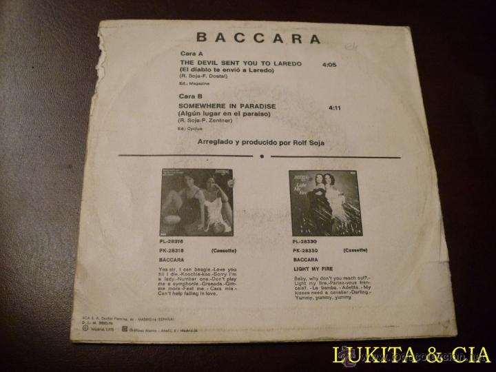 Discos de vinilo: BACCARA - SINGLE THE DEVIL SENT YOU TO LAREDO - RCA 1978 - Foto 2