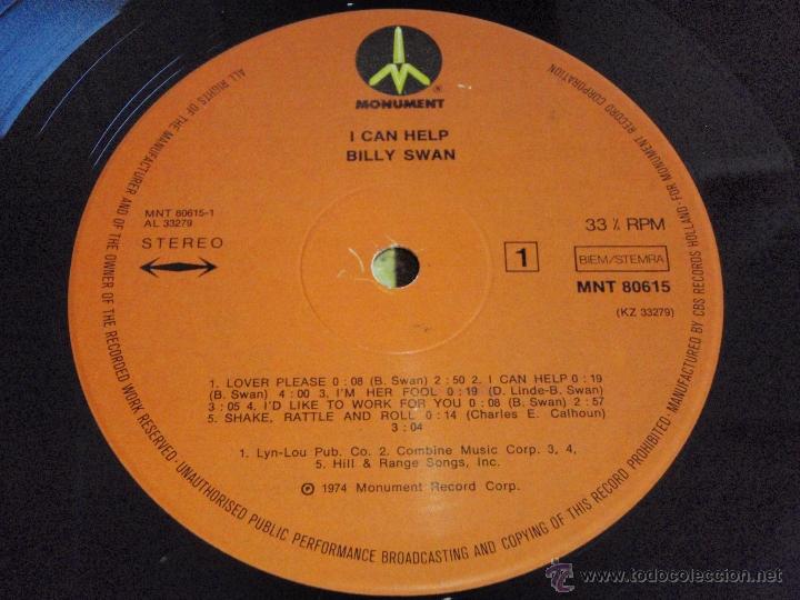 Discos de vinilo: BILLY SWAN   ( I CAN HELP )   1974-HOLANDA   LP33   MONUMENT - Foto 5
