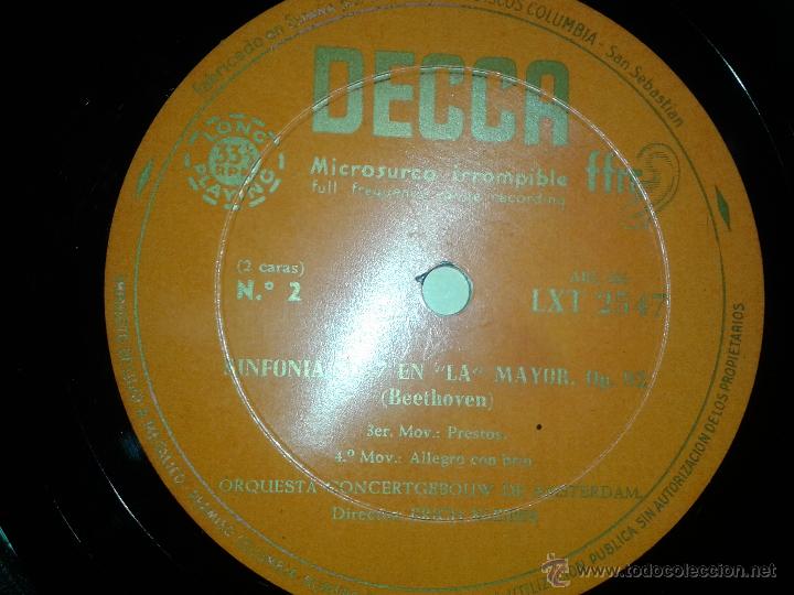 Discos de vinilo: LP DE BEETHOVEN SINFONIA N&ordm; 7 EN LA MAYOR - Foto 3