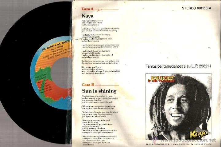 Discos de vinilo: SG BOB MARLEY : KAYA + SUN IS SHINING - Foto 2