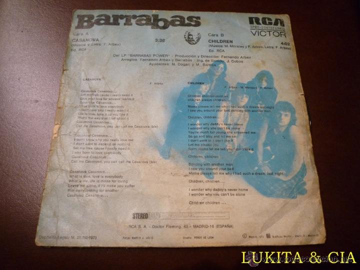 Discos de vinilo: BARRABAS - SINGLE CASANOVA - Foto 2