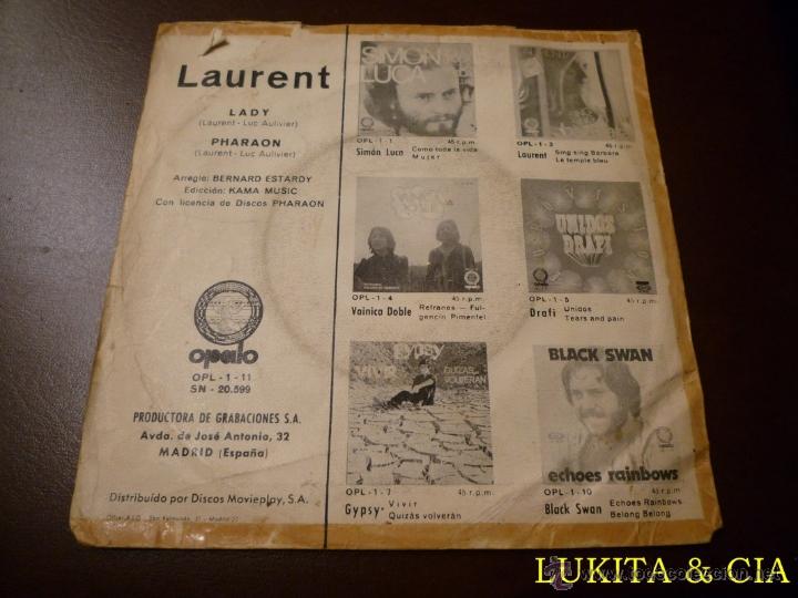 Discos de vinilo: LAURENT - SINGLE LADY - OPALO 1971 - Foto 2