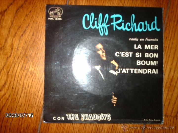 Discos de vinilo: cliff richard con the shadows  -  canta en franc&eacute;s  -  la mer  +  3 - Foto 1