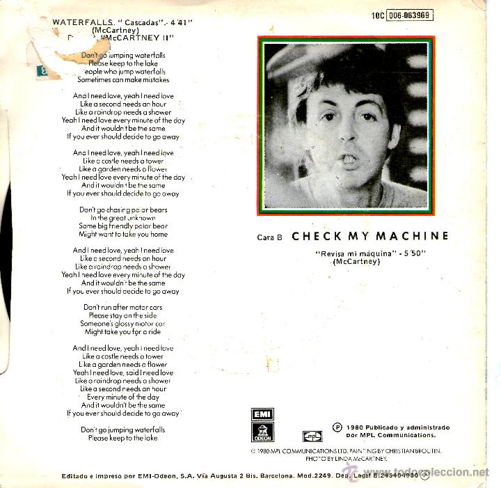 Discos de vinilo: PAUL MCCARTNEY - WATERFALLS - Foto 2