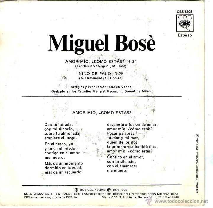 Discos de vinilo: MIGUEL BOSE AMOR MIO - Foto 2
