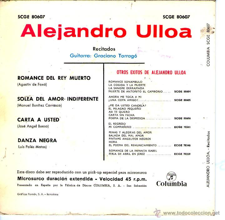 Discos de vinilo: ALEJANDRO ULLOA ROMANCE DEL REY MUERTO - Foto 2