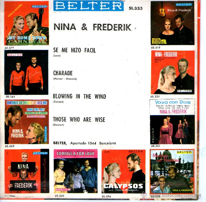Discos de vinilo: NINA & FREDERIK - SE ME HIZO F&Aacute;CIL - Foto 2