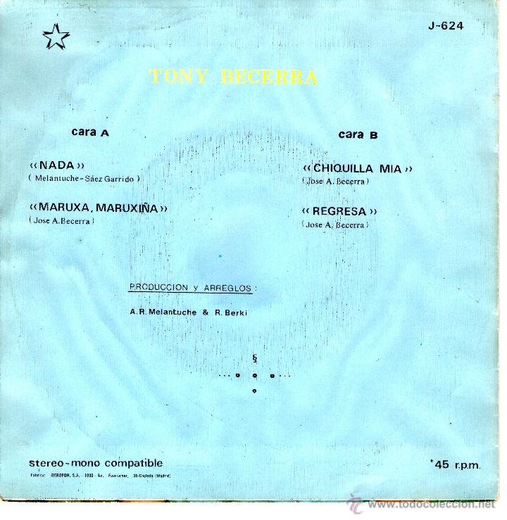Discos de vinilo: TONY BECERRA-NADA - Foto 2