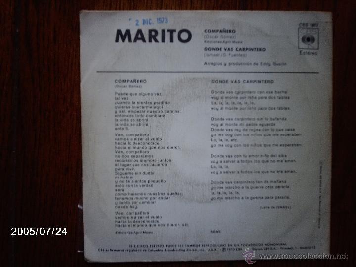 Discos de vinilo: marito  -  compa&ntilde;ero  +  donde vas carpintero - Foto 2