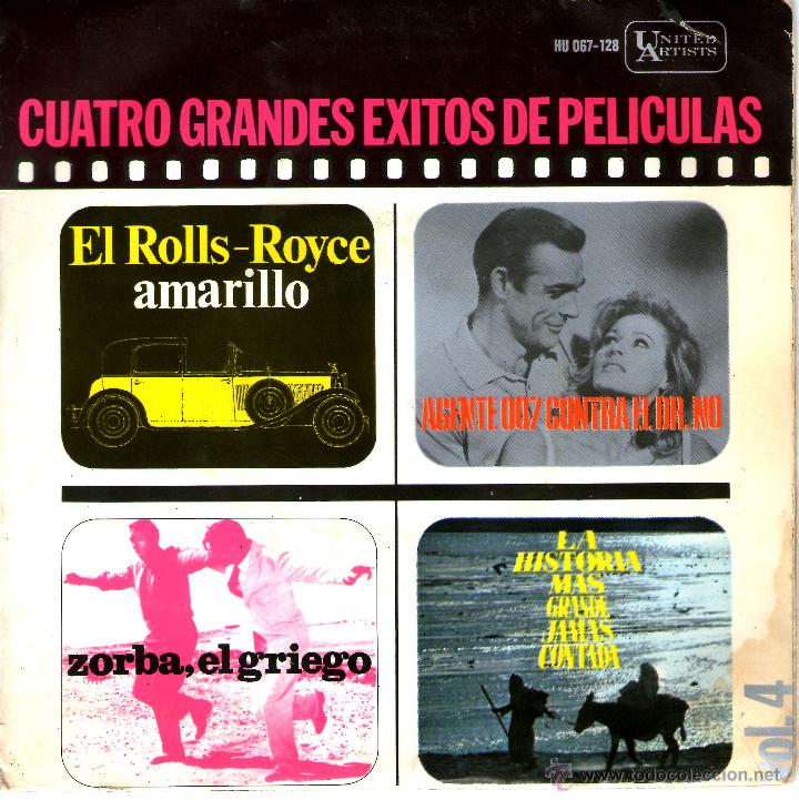 Discos de vinilo: CUATRO GRANDES EXITOS DE PELICULAS - Foto 1
