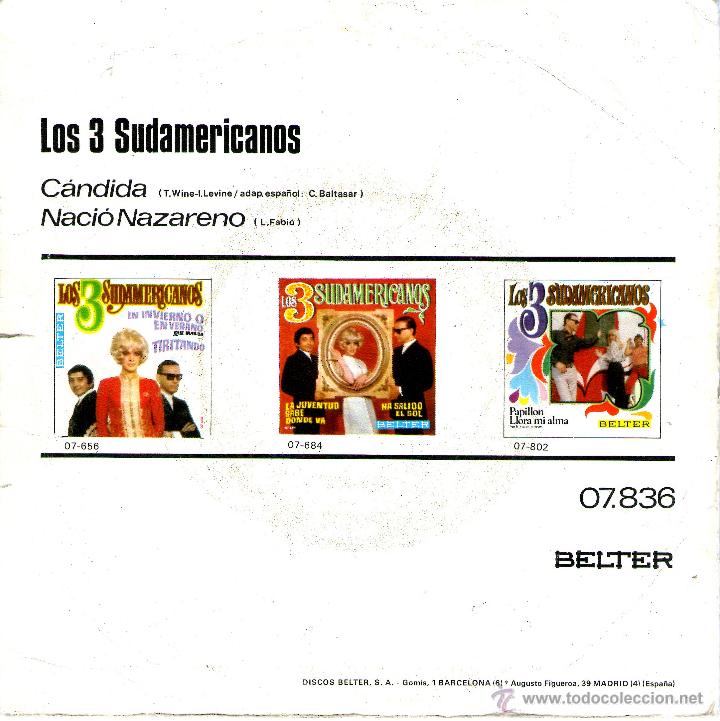 Discos de vinilo: LOS 3 SUDAMERICANOS CANDIDA - Foto 2