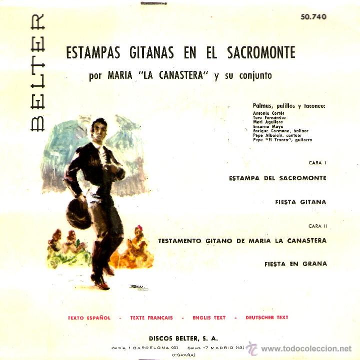 Discos de vinilo: MARIA LA CANASTERA ESTAMPAS GITANAS EN EL SACROMONTE - Foto 3