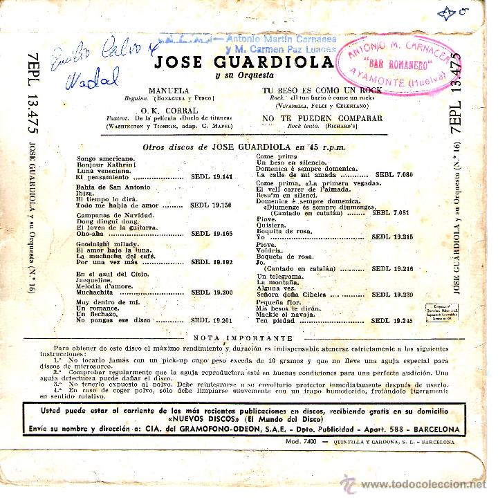 Discos de vinilo: JOSE GUARDIOLA MANUELA - Foto 2