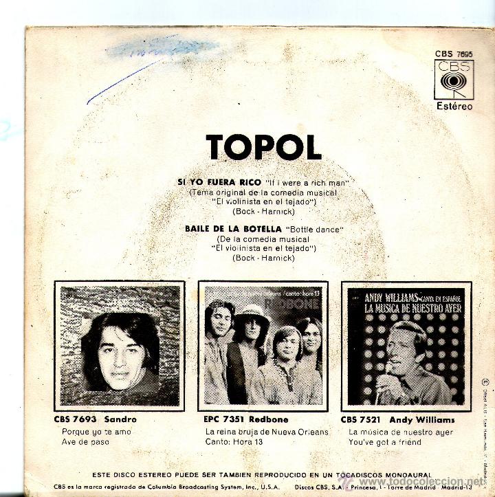 Discos de vinilo: TOPOL SI YO FUERA RICO - Foto 2