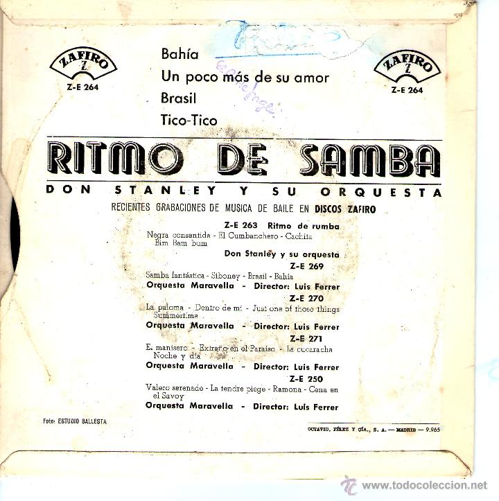 Discos de vinilo: DON STANLEY Y SU ORQUESTA. RITMO DE SAMBA - Foto 2