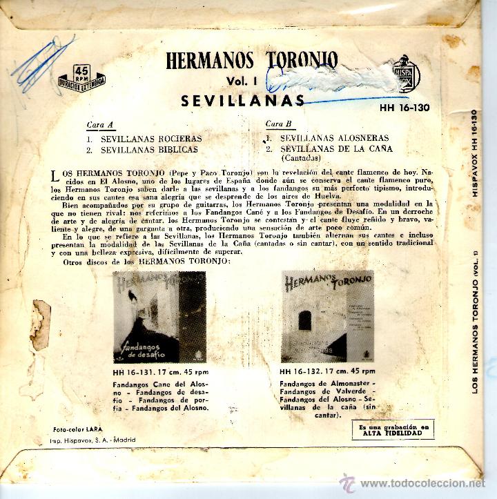 Discos de vinilo: HERMANOS TORONJO VOL 1 - Foto 2