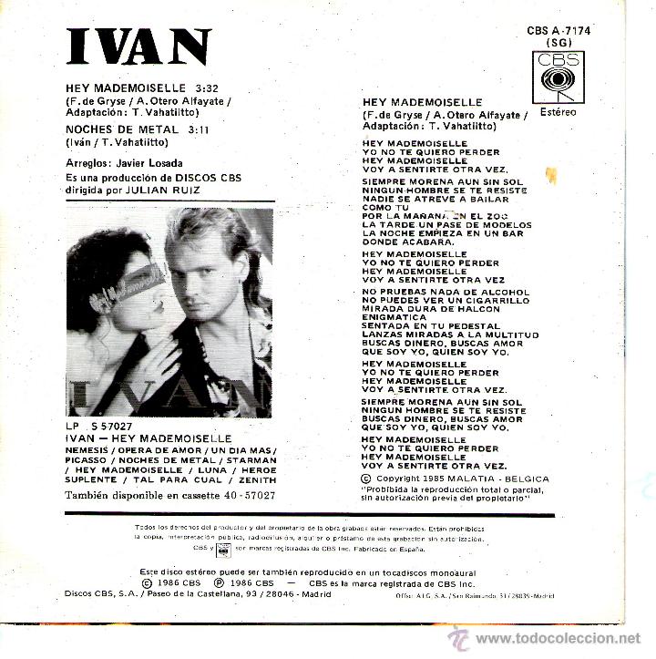 Discos de vinilo: IVAN -HEY MADEMOISELLE - Foto 2