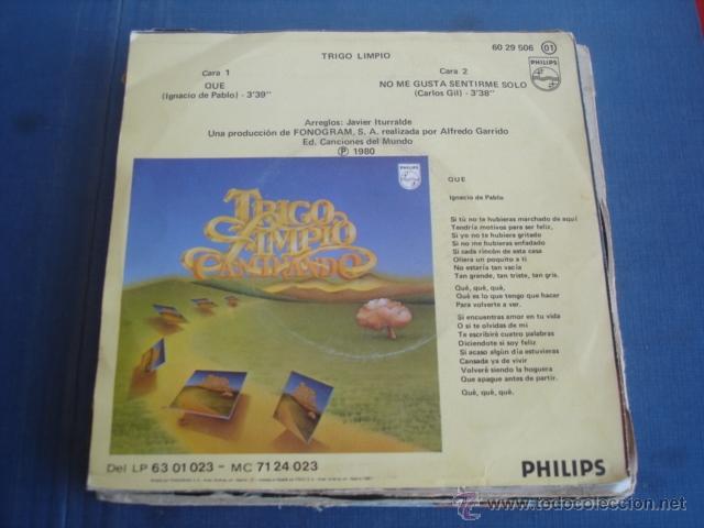Discos de vinilo: TRIGO LIMPIO  QUE - Foto 2