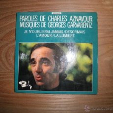 Discos de vinilo: CHARLES AZNAVOUR. J´AI N´OUBLIERAI JAMAIS + 3. EP. BARCLAY. EDICION FRANCESA . SINGLE DOBLE. Lote 41216841