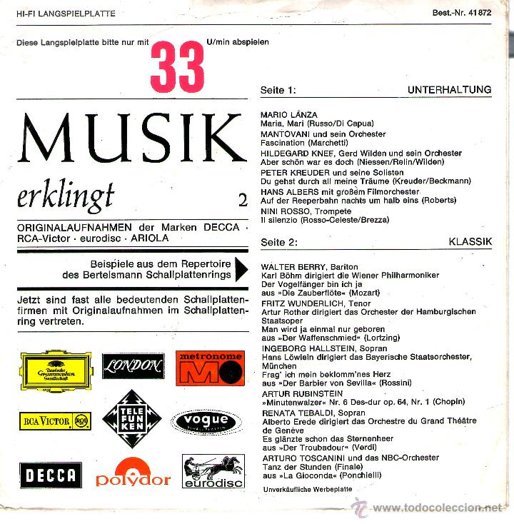 Discos de vinilo: MUSIK ERKLINGT - Foto 2