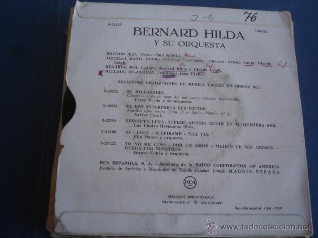 Discos de vinilo: BERNARD HILDA Y SU ORQUESTA EL MILLONARIO - Foto 2