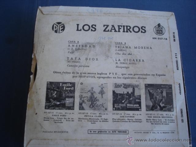 Discos de vinilo: LOS ZAFIROS  ANSIEDAD - Foto 2