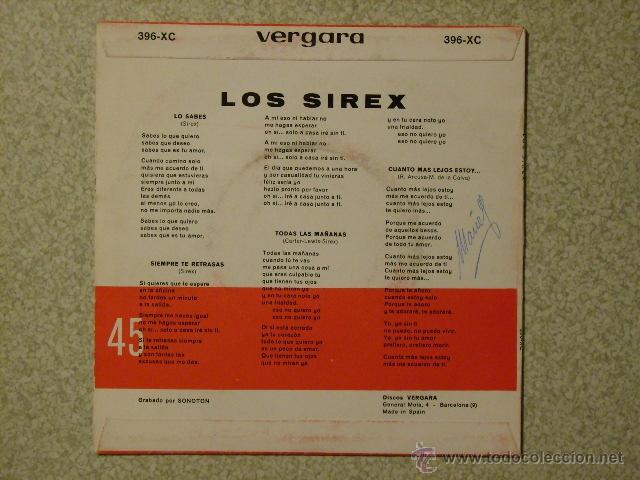 Discos de vinilo: LOS SIREX...LO SABES + 3...EX+ - Foto 2