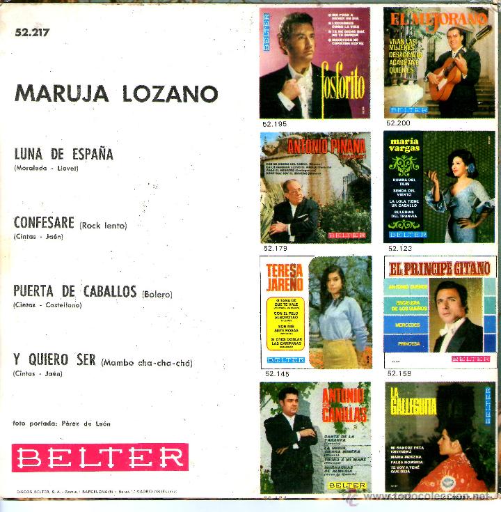 Discos de vinilo: MARUJA LOZANO LUNA DE ESPA&Ntilde;A - Foto 2