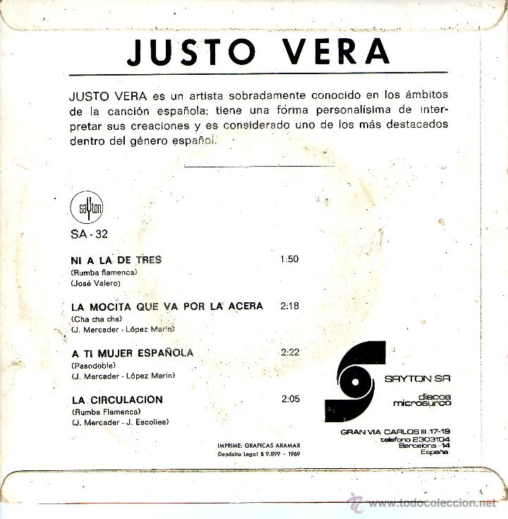 Discos de vinilo: JUSTO VERA. NI A LA DE TRES - Foto 2