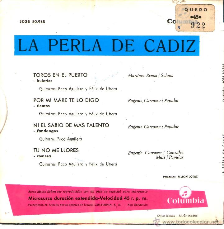 Discos de vinilo: LA PERLA DE CADIZ - Foto 2