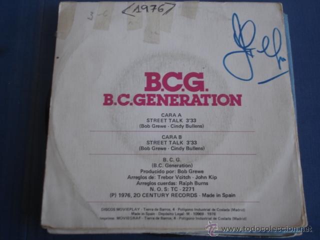 Discos de vinilo: B. C. GENERATION  STREET TALK - Foto 2