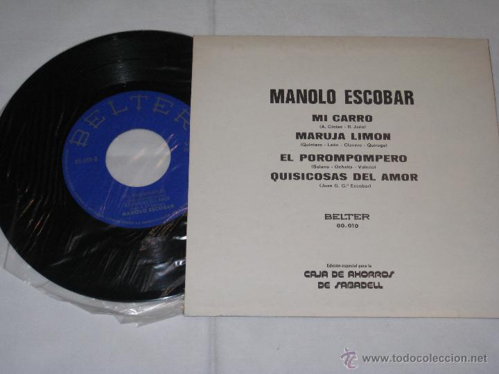 Discos de vinilo: Manolo Escobar Single Mi carro - Foto 2