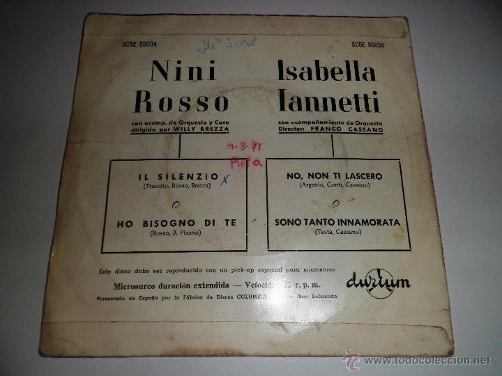 Discos de vinilo: EP DE NINI ROSSO. ISABELLA IANNETTI. - Foto 3