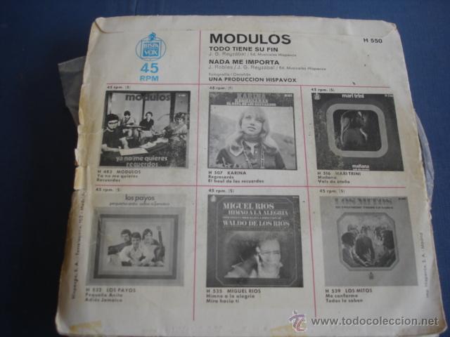 Discos de vinilo: MODULOS NADA ME IMPORTA / TODO TIENE SU FIN - Foto 2