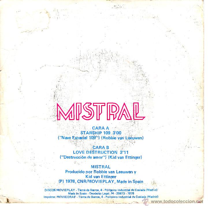 Discos de vinilo: MISTRAL - STARSHIP 109 - Foto 2
