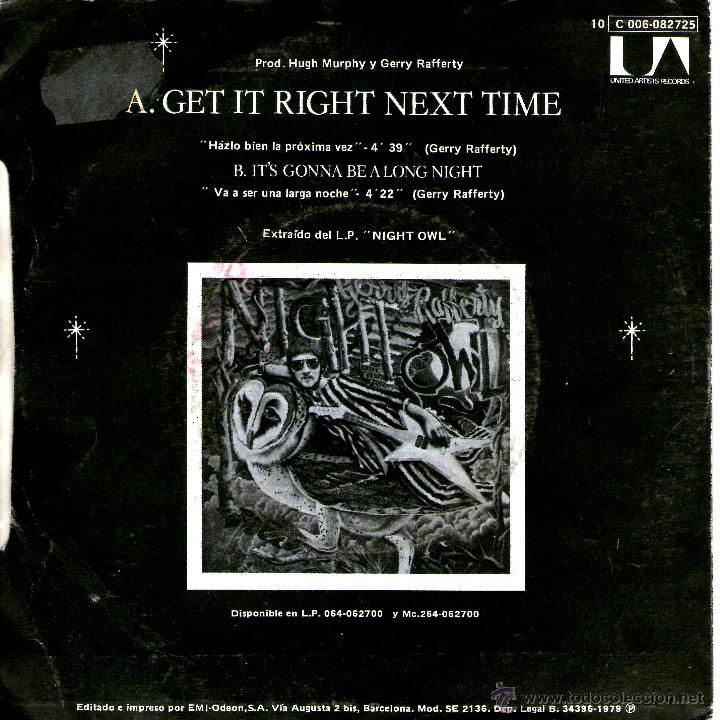 Discos de vinilo: GERRY RAFFERTY GET IT RIGHT NEXT TIME - Foto 2