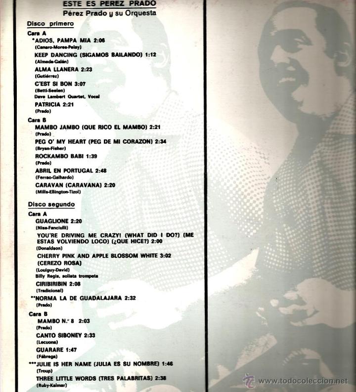 Discos de vinilo: DOBLE LP PEREZ PRADO : ESTE ES PEREZ PRADO - Foto 2