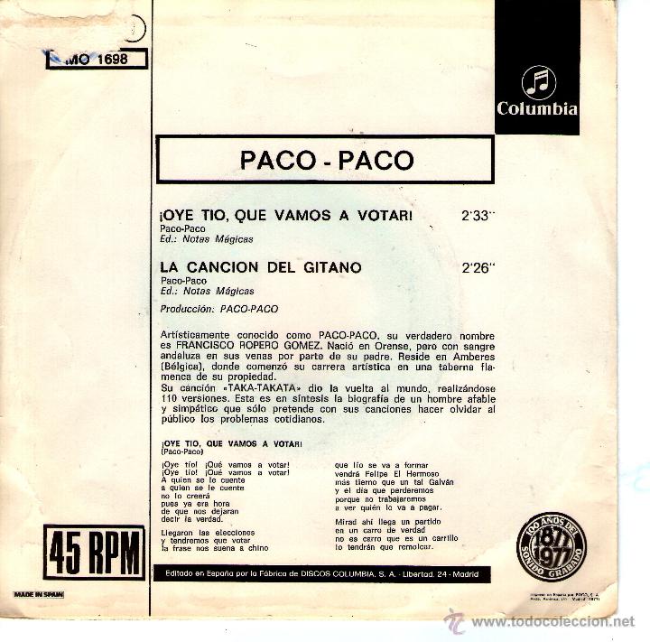 Discos de vinilo: PACO PACO OYE TIO - Foto 2