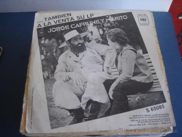 Discos de vinilo: JORGE CAFRUNE  Y MARITO  VIRGEN INDIA - Foto 2