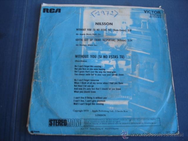 Discos de vinilo: NILSSON WITHOUT YOU - Foto 2